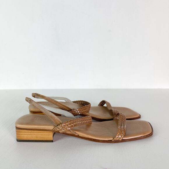 Sesto Meucci Shoes - Sesto Meucci NWOB Women's Tan Leather Woven Strappy Sandals Size 8.5N